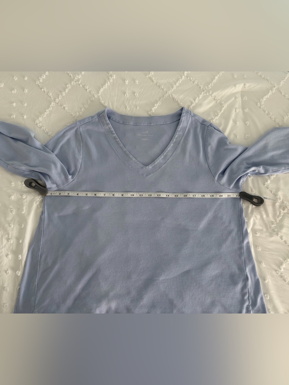 J. Jill Relaxed V-Neck 3/4 Sleeve Top in Soft Light Blue, Pima cotton - Picture 3 of 6